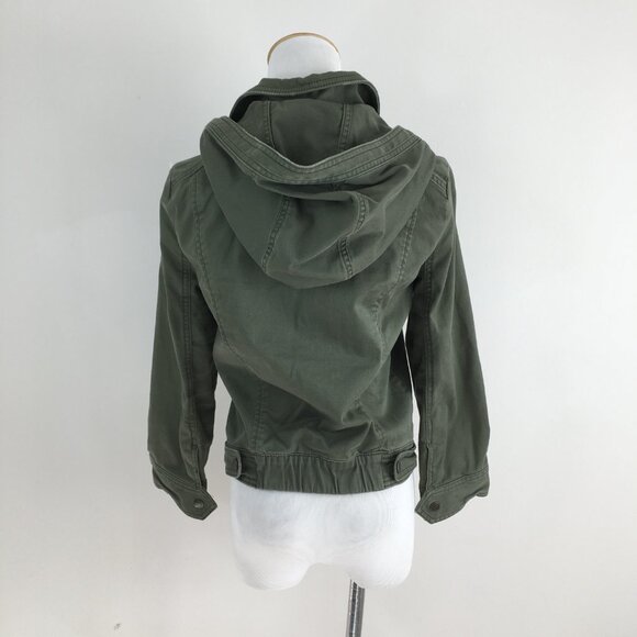 A&F ABERCROMBIE & FITCH Green Hooded Denim Feel Logo Hardware Jacket - Picture 12 of 14